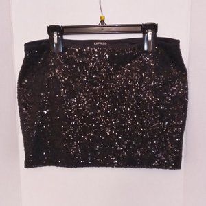 Black Sequien Stretch Skirt EXPRESS